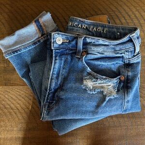 American Eagle Outfitters Distressed Blue Mom Jeans